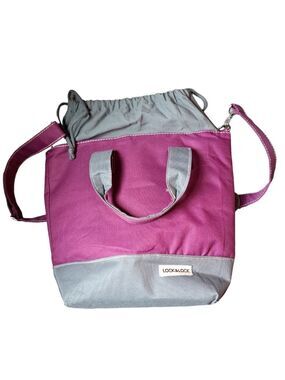 LOCK N LOCK insulated lunch bag picnic tote drawstring shoulder strap coastal